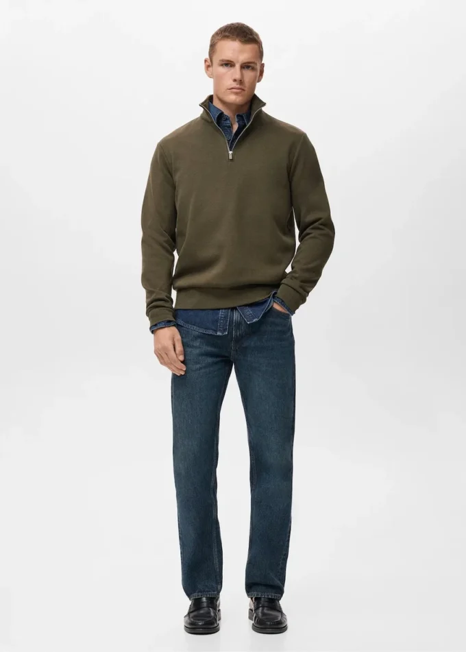 Sweat-shirt en coton coupe classique avec fermeture éclair