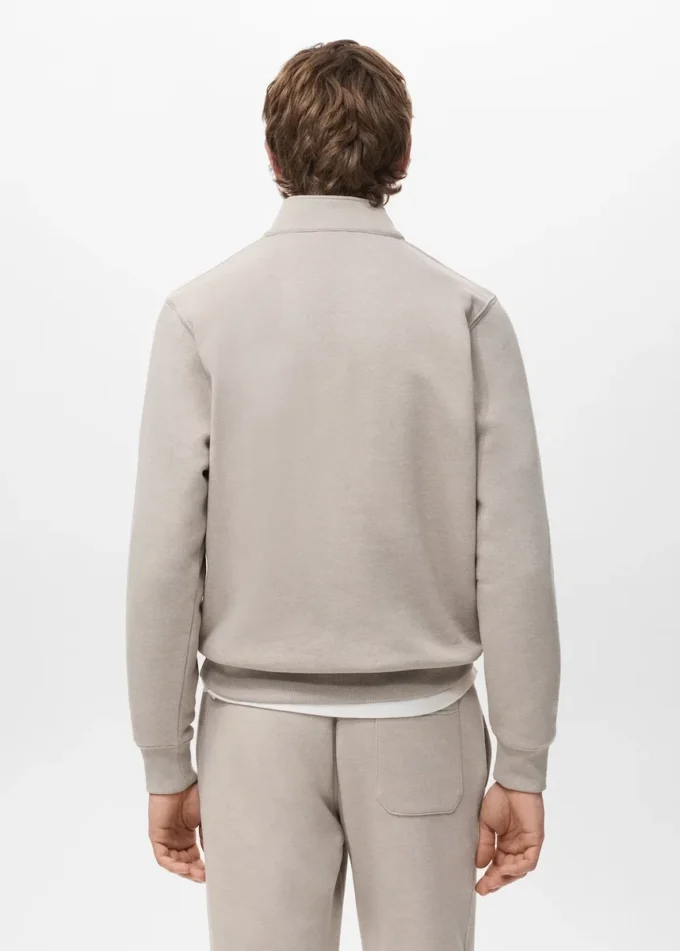Sweat-shirt en coton coupe classique avec fermeture éclair