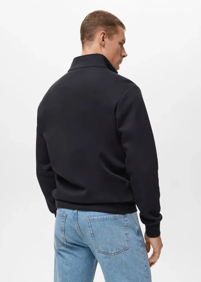 Sweat-shirt en coton coupe classique avec fermeture éclair