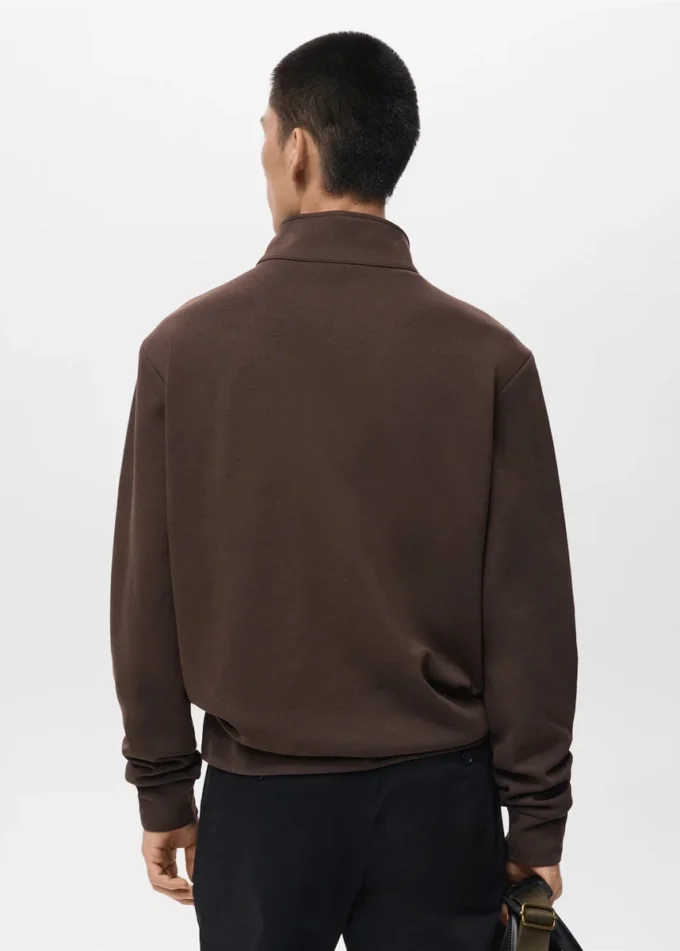 Sweat-shirt en coton coupe classique avec fermeture éclair