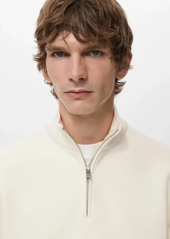 Sweat-shirt en coton coupe classique avec fermeture éclair