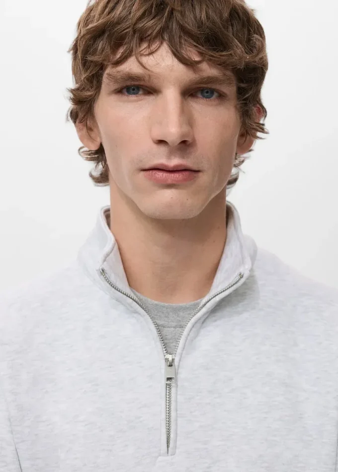 Sweat-shirt en coton coupe classique avec fermeture éclair