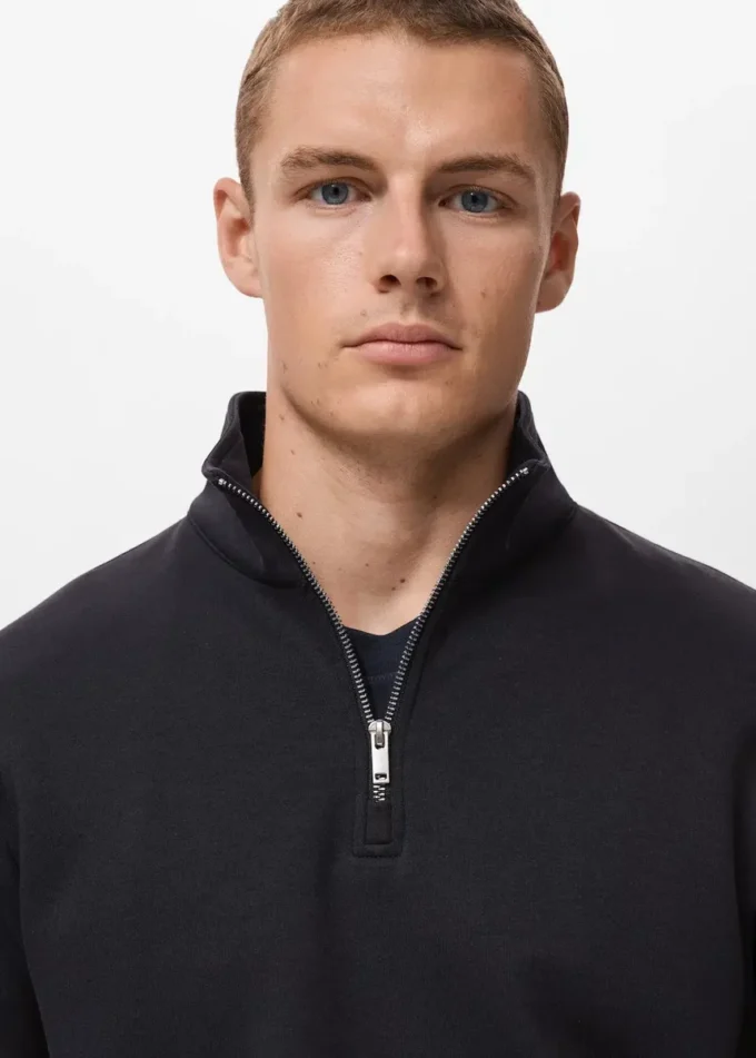 Sweat-shirt en coton coupe classique avec fermeture éclair