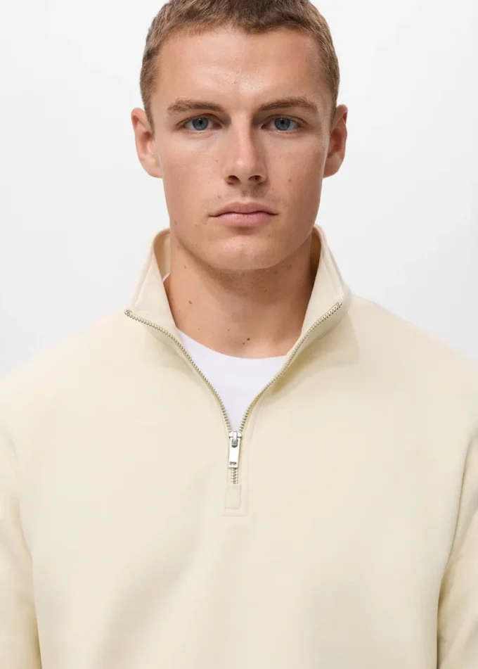 Sweat-shirt en coton coupe classique avec fermeture éclair