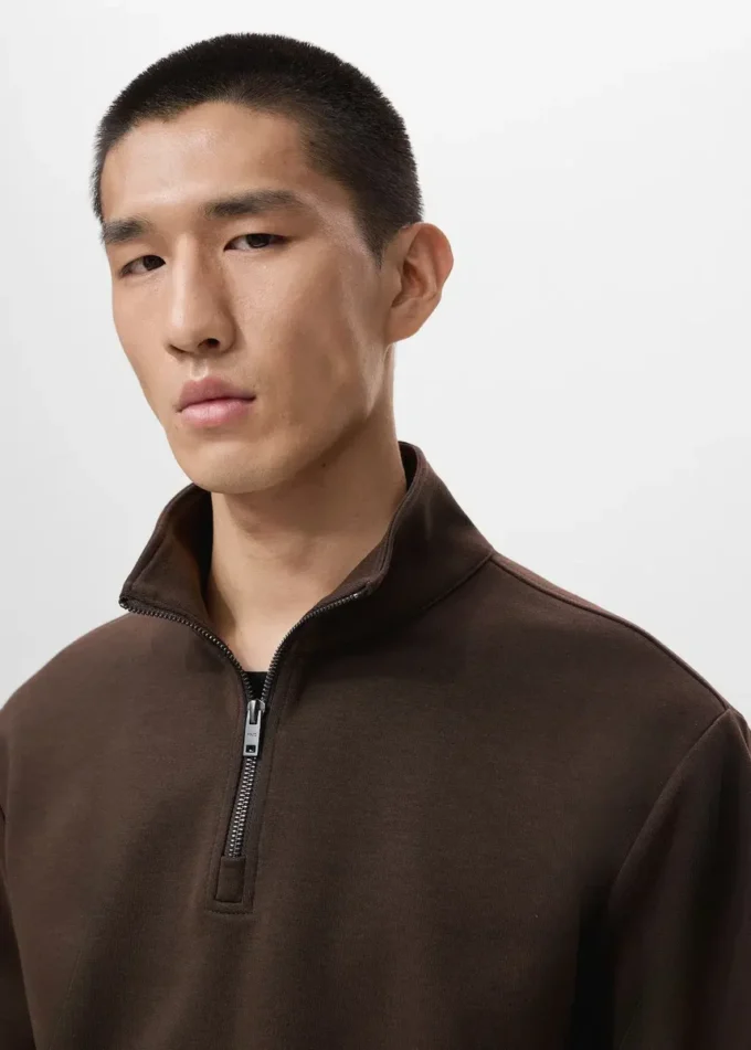 Sweat-shirt en coton coupe classique avec fermeture éclair