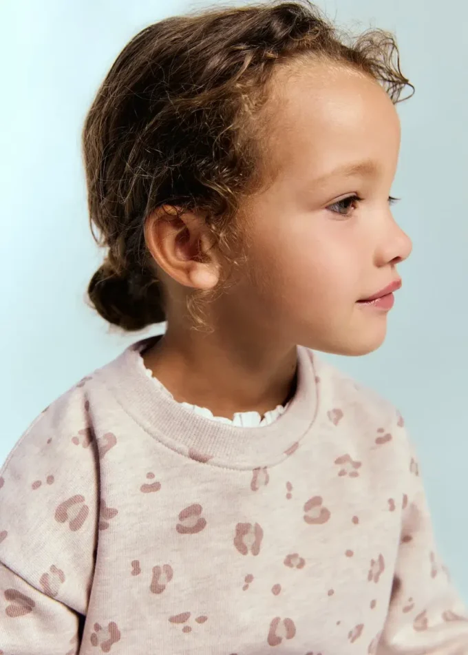 Sweat-shirt en coton imprimé léopard
