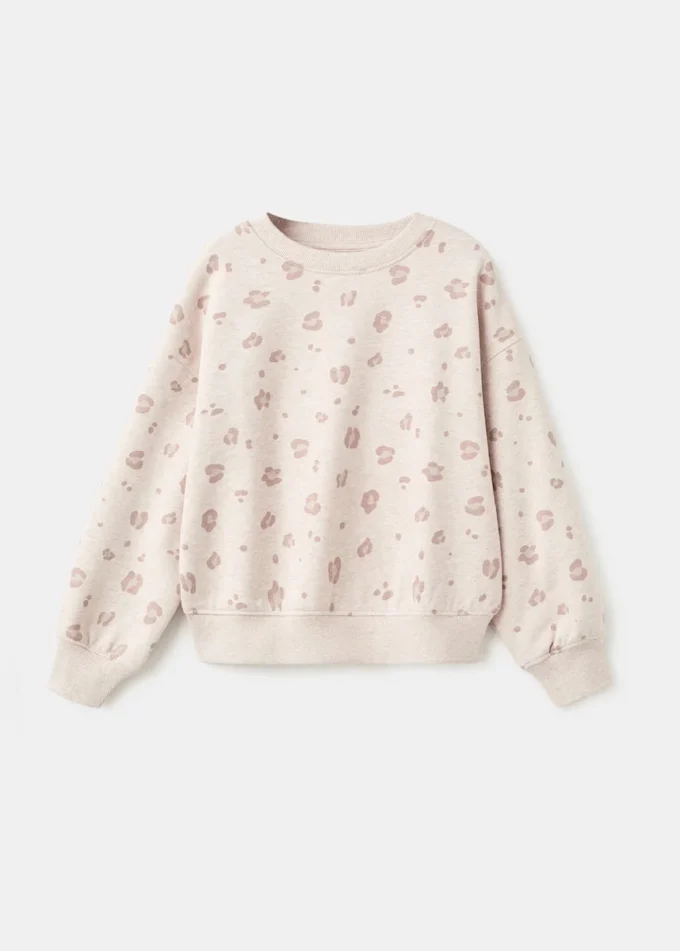 Sweat-shirt en coton imprimé léopard Sweat-shirt en coton imprimé léopard