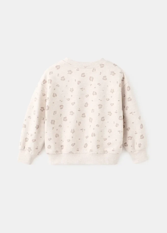 Sweat-shirt en coton imprimé léopard