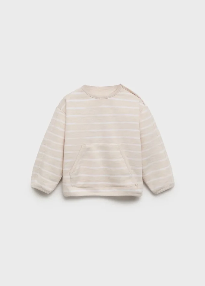 Sweat-shirt rayé avec boutons décoratifs Sweat-shirt rayé avec boutons décoratifs