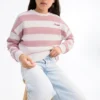 Sweat-shirt rayé avec détails brodés Sweat-shirt rayé avec détails brodés