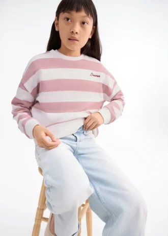 Sweat-shirt rayé avec détails brodés