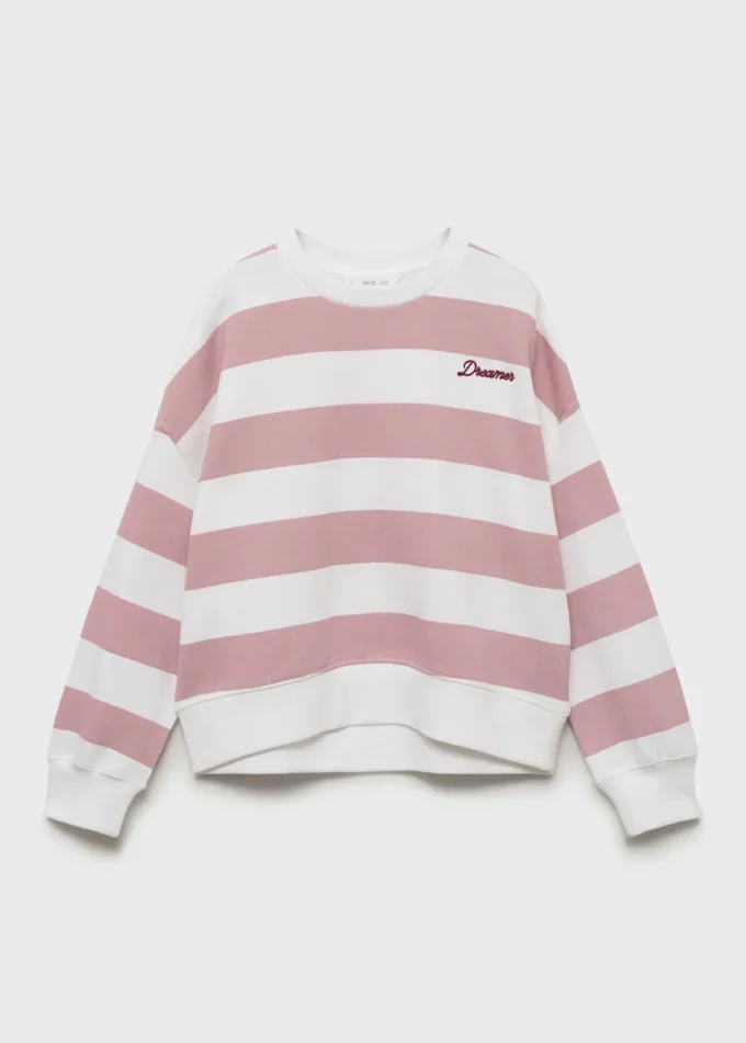 Sweat-shirt rayé avec détails brodés Sweat-shirt rayé avec détails brodés