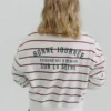 Sweat-shirt rayé avec slogan imprimé Sweat-shirt rayé avec slogan imprimé