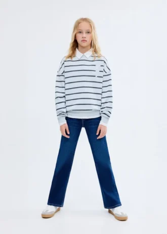 Sweat-shirt rayé brodé