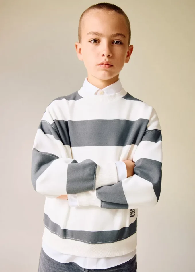 Sweat-shirt rayé en coton mélangé Sweat-shirt rayé en coton mélangé