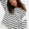 Sweat-shirt rayé en coton mélangé Sweat-shirt rayé en coton mélangé