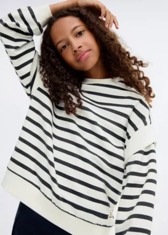 Sweat-shirt rayé en coton mélangé