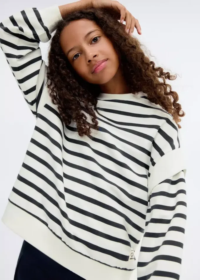 Sweat-shirt rayé en coton mélangé Sweat-shirt rayé en coton mélangé