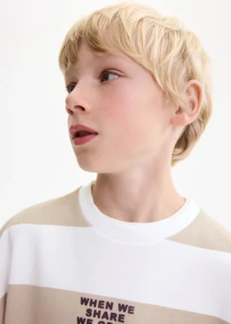 Sweat-shirt rayé en coton mélangé
