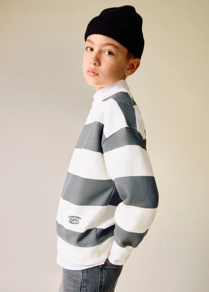 Sweat-shirt rayé en coton mélangé Sweat-shirt rayé en coton mélangé