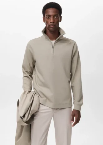 Sweat-shirt technique à fermeture éclair et coupe régulière