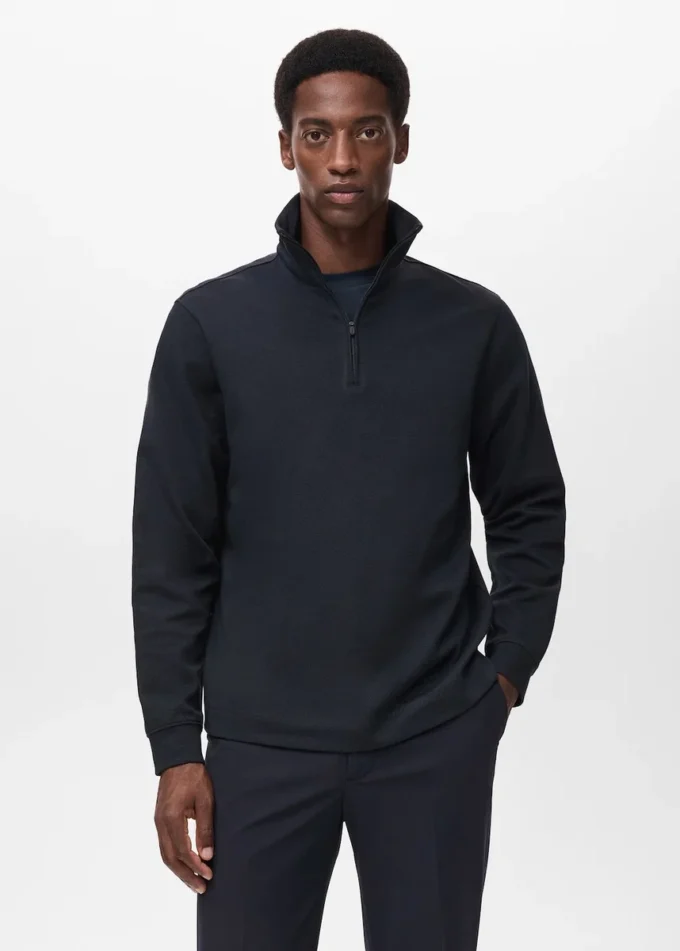 Sweat-shirt technique à fermeture éclair et coupe régulière