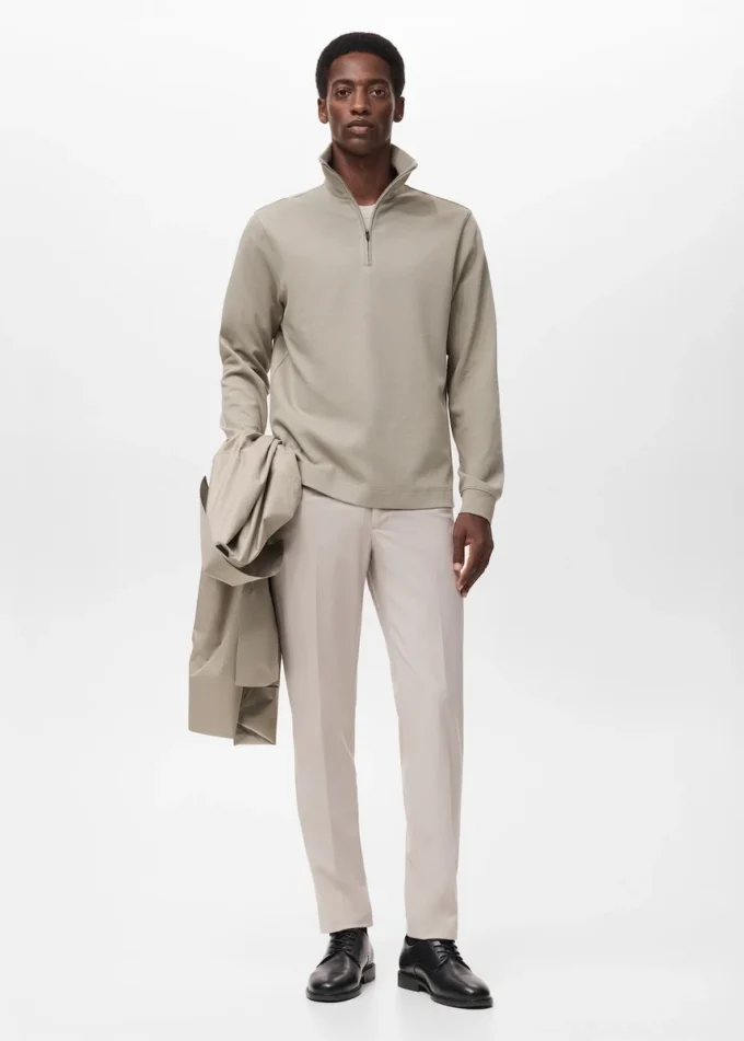 Sweat-shirt technique à fermeture éclair et coupe régulière