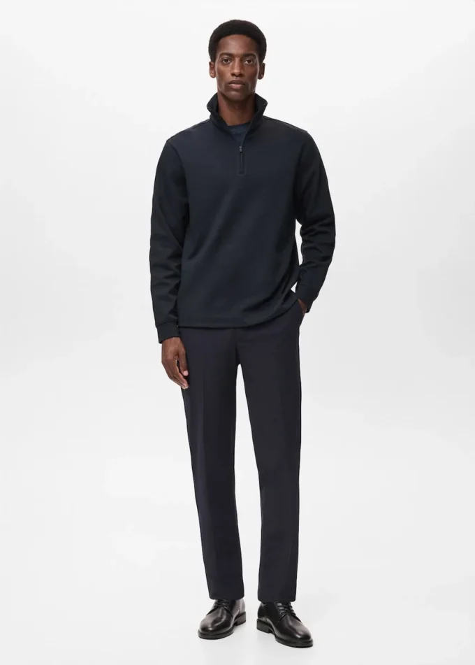 Sweat-shirt technique à fermeture éclair et coupe régulière