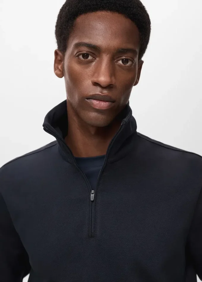Sweat-shirt technique à fermeture éclair et coupe régulière