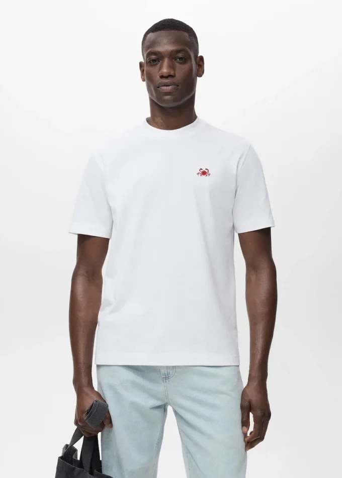 T-shirt 100 % coton avec détail brodé