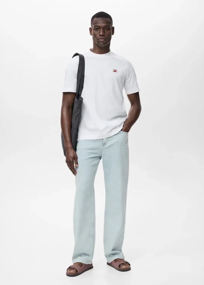 T-shirt 100 % coton avec détail brodé