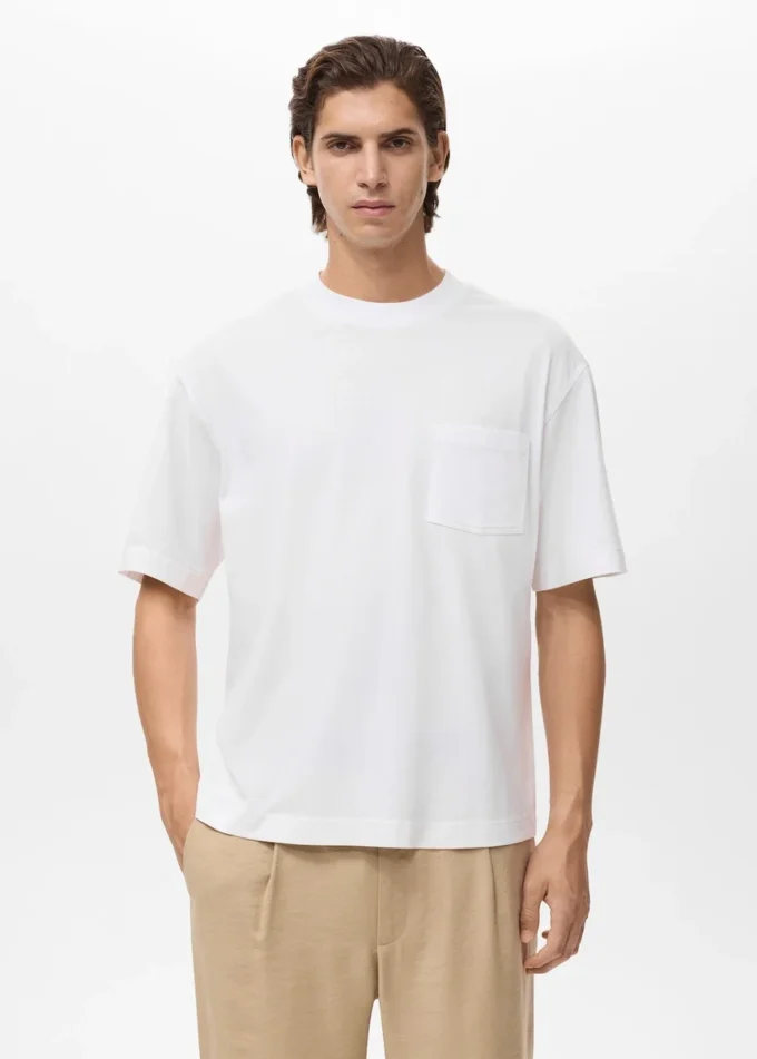 T-shirt 100 % coton coupe carrée poche