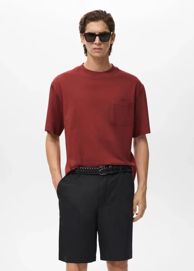 T-shirt 100 % coton coupe carrée poche