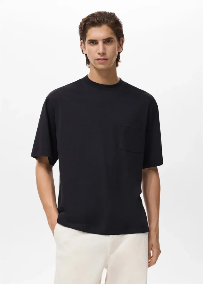 T-shirt 100 % coton coupe carrée poche