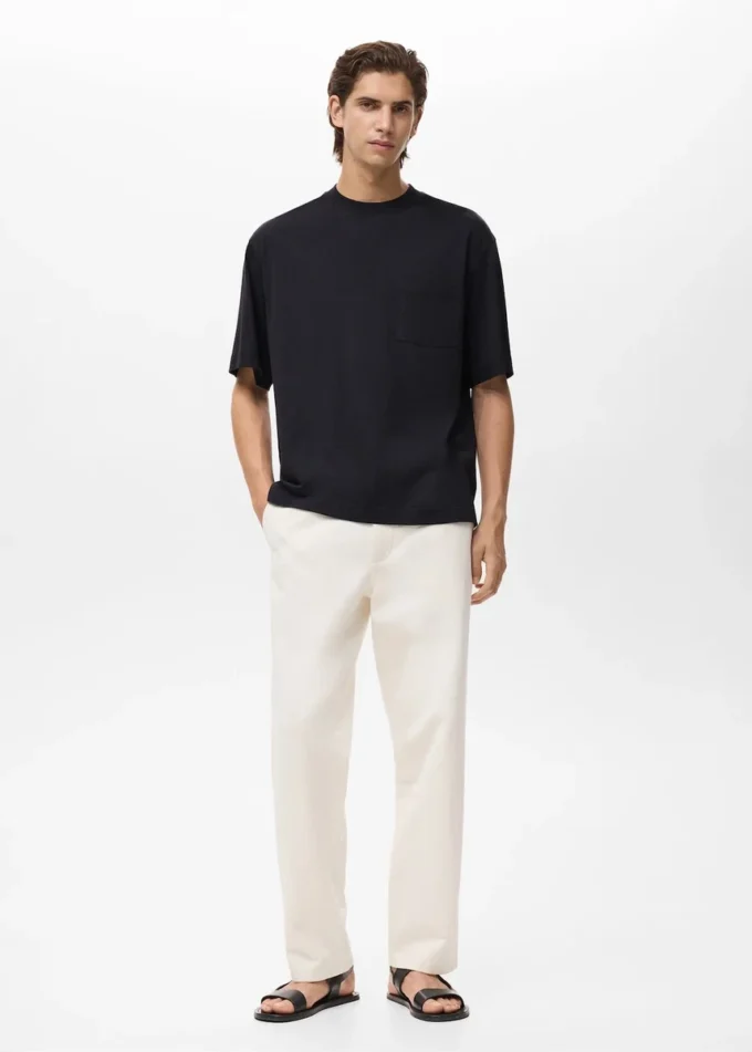 T-shirt 100 % coton coupe carrée poche