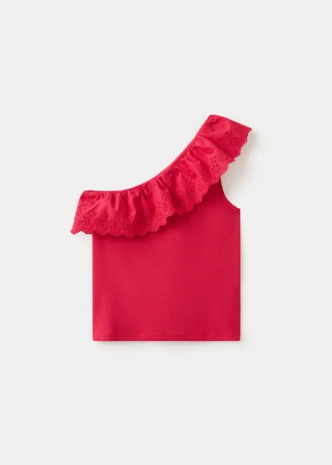 T-shirt asymétrique à volants