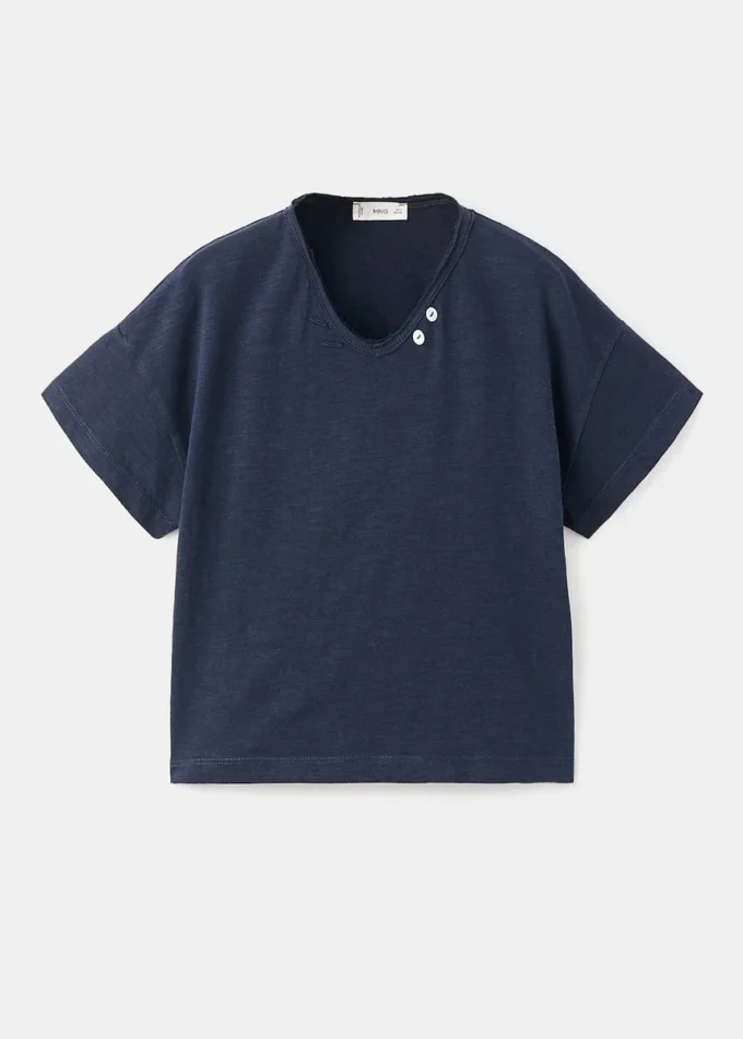 T-shirt avec boutons en nacre