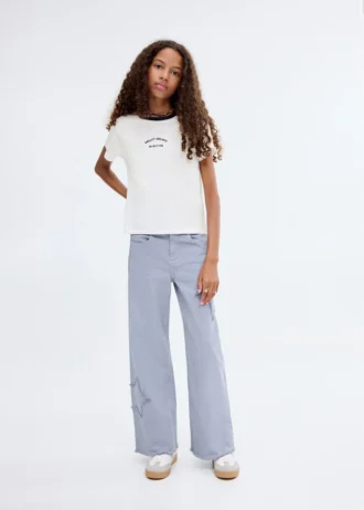 T-shirt avec col contrasté brodé