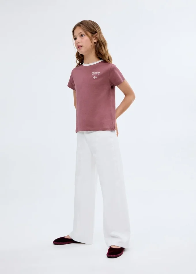 T-shirt avec col contrasté brodé