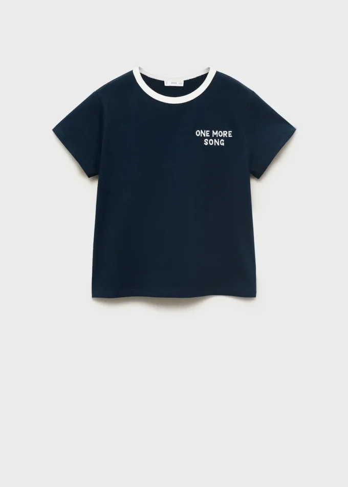 T-shirt avec col contrasté brodé