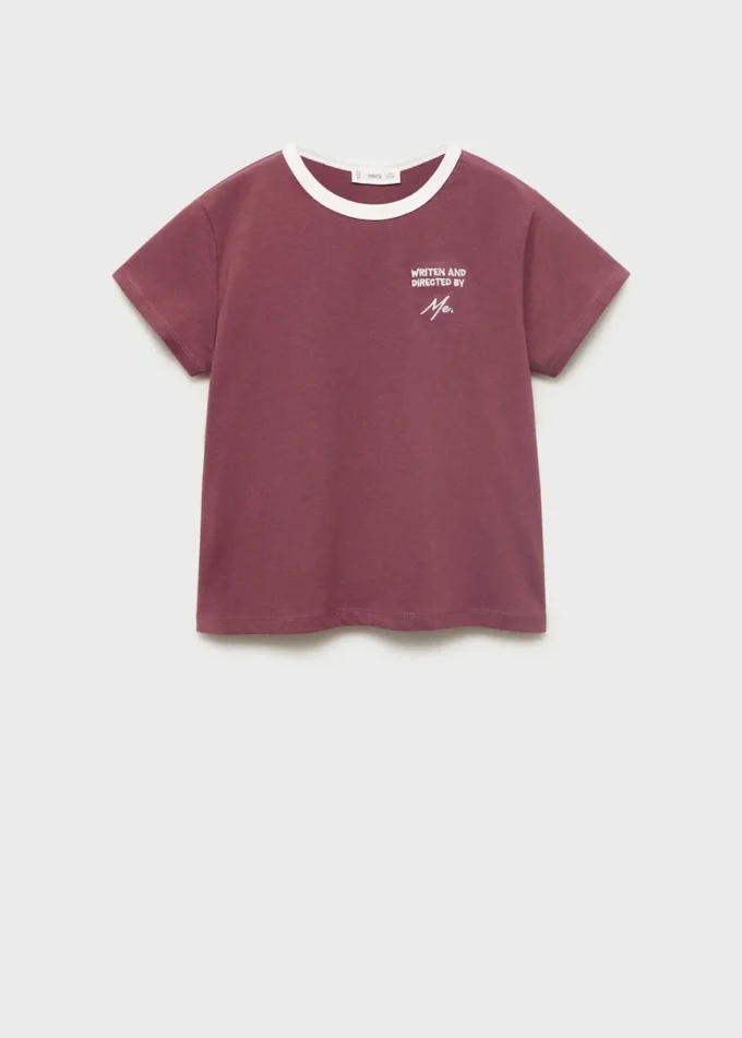 T-shirt avec col contrasté brodé