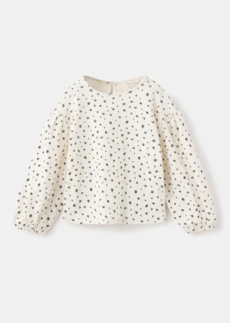 T-shirt côtelé à motif floral