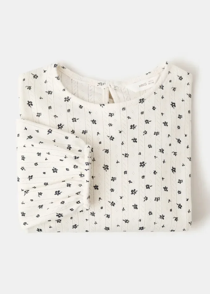 T-shirt côtelé à motif floral T-shirt côtelé à motif floral