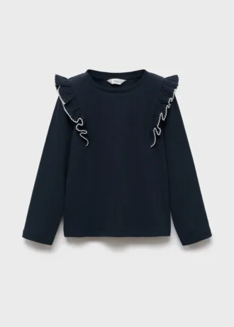 T-shirt côtelé à volants
