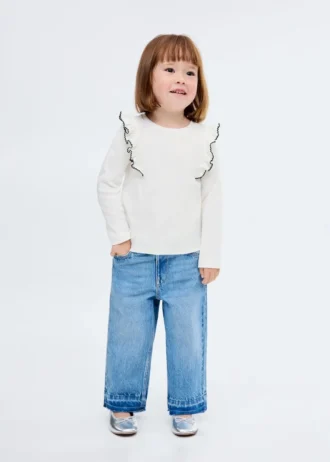 T-shirt côtelé à volants