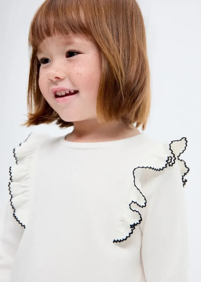 T-shirt côtelé à volants