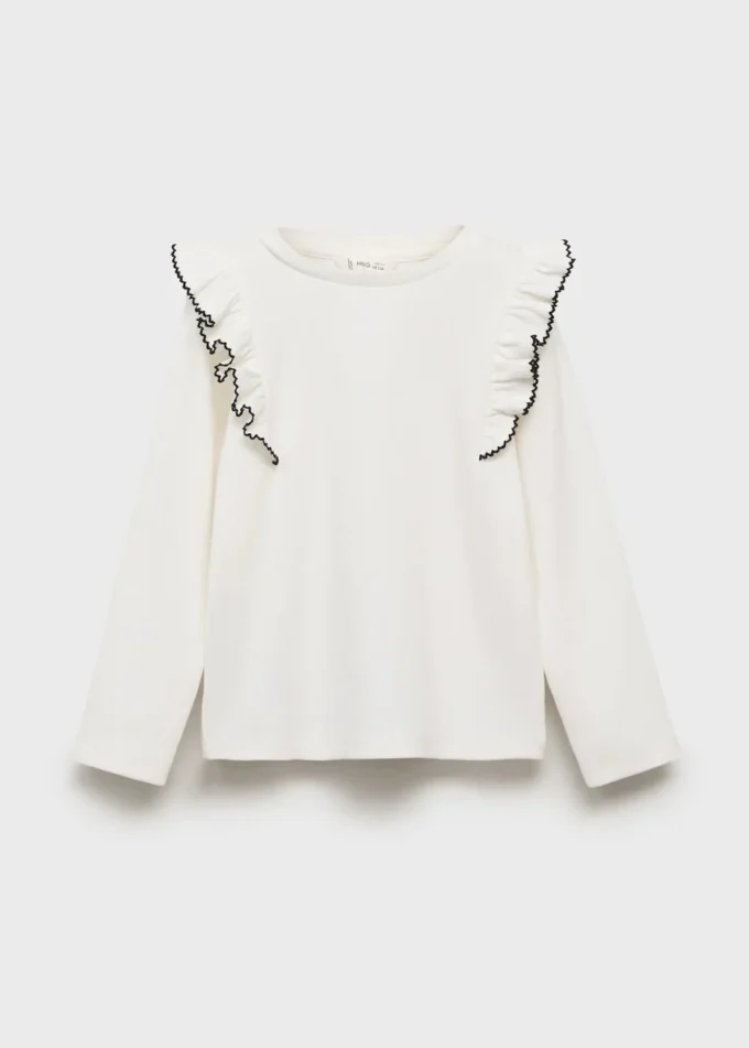 T-shirt côtelé à volants