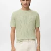 T-shirt en coton ajouré à rayures