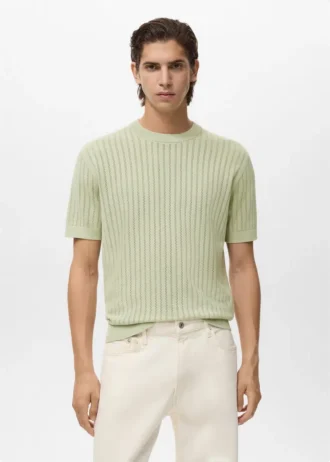T-shirt en coton ajouré à rayures