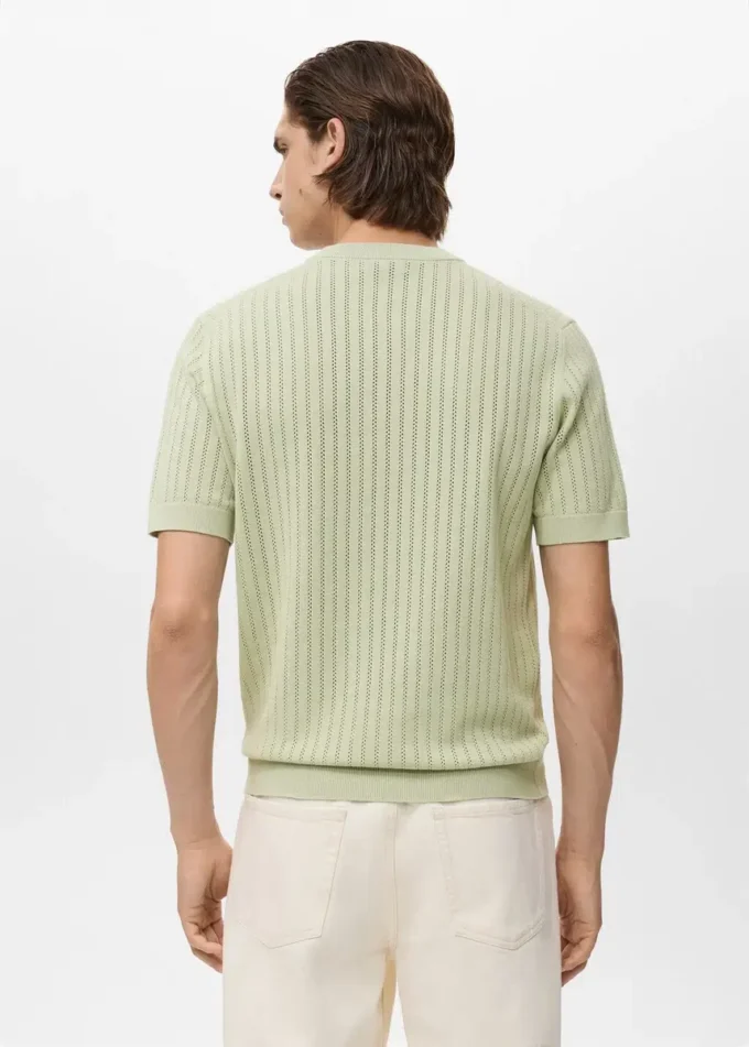 T-shirt en coton ajouré à rayures